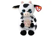 Ty Beanie Bellies Herdly The Cow with Glitter Blue Eyes, The Original Plush Animals with Soft Belly 20 cm T41287