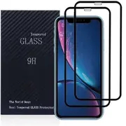 (2 Pack) Apple iPhone XR Screen Protector Full Coverage Tempered Glass Case Friendly Screen Protector - Black