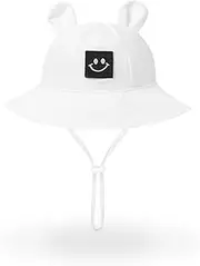 [UoQo] Toddler Sun Hat Baby Sun Hat for Kids Boys Girls Children's Summer Cotton Hats Babies Toddler Holiday Essentials 3-12 Months, White, One size