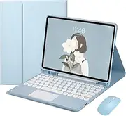 Combo Magnetic Touch Keyboard Case for iPad Pro 11-inch M4 2024 Case with Keyboard Cover Mouse for iPad Pro 11 inch 5th Generation - Blue