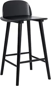 [La Bella] Elise Ash Wood Bar Stool – 65cm Seat Height, Scandinavian Design, Wide Curved Backrest, Natural Finish, Fully Assembled, for Kitchen Island or Café