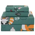 Green Forest Animals Kids Sheet Set Full Size, 4 Piece Woodland Printed Micro...