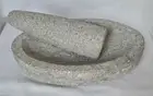 Hermoso Mortero y Mano de Piedra de Granito para Salsas y Especias, Hecho a Mano