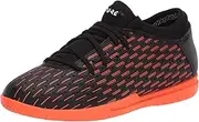[PUMA] Kids' Future 6.4 IT JR Football Shoe, Black White-Shocking Orange, 2 UK