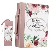 Large Classic Bible Cover Vegan Leather Carrying Book Case Pinkish Purple Rose