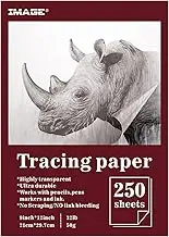 IMAGE 250 Sheets Translucent Vellum Paper, A4 Size 21 * 29.7cm Tracing Paper for Pencil, Marker and Ink - Trace Images, Sketch, Preliminary Drawing, Overlays 32 LB / 50 GSM
