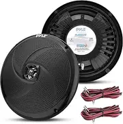 Pyle Dual 8'' Marine Speakers, Waterproof 2-Way Full Range Audio, 320W Max Stereo Sound, Black Slim Low-Profile Design, Boat & Off-Road Use, Universal OEM Fit (Pair)