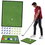 Portable Golf Hitting Mat, Premium Synthetic Turf Golf Practice Grass Mat |