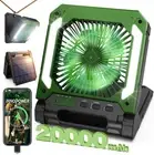 20000mAh Rechargeable Solar Camping Fan with Led Lantern, 3 20000mAh, Green