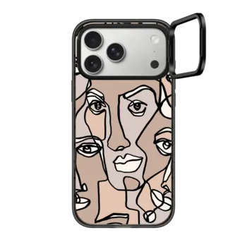iPhone 17 Pro Max Impact Ring Stand Case MagSafe Compatible FACE MOSAIC SKETCH 4 DARK SKIN IPHONE, ABSTRACT MINIMAL PEOPLE MEN ILLUSTRATION COOL DAD By Ebi Emporium