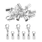 20Pcs Cord End Cap 3.5mm ID Silver Copper Column Barrel End Caps for DIY