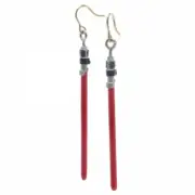 Star Wars Red Light Saber 2.25" Long Loop Pierced Earrings NEW UNUSED