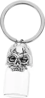 FOMIYES Skull Pet Ash Keychain Urn with Screw Lid Lightweight Glass Pendant for Memorial Keepsake Gothic Style Key Ring Ornament for Pet Remembrance