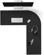 Cacoy L Shaped Computer Desk Pad, PU Leather Desk Pad, Corner Gaming Office Desk Mouse Pad, (90cm+100cm) x33cm, Black