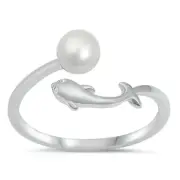 Whale pearl sterling silver toe ring