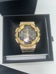 Gold Iced Out Camo G Shock GA-100CM Watch