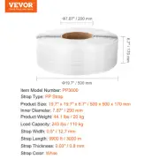 9900Ft Packaging Bunding Tape Polypropylene Strapping Roll White Banding Pallet