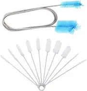 CAASFOOY 10 Pcs Flexible Drain Brush Straw Cleaner Brush Set Plus Tube Cleaning Brush - Flexible Stainless (5 Feet),Flexible Drain Brush, Hose Brush, Drain Cleaning Brush