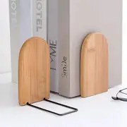 2 Pcs Natural Bamboo Bookend Large Capacity Office Book Ends Anti Slip Book Stand Holder Bookshelf Ends for Home Office Library School Study Decoratio