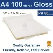 A4 Laminating Pouches Film 100 Micron Gloss (PK 80)
