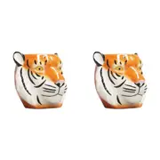2x White Moose Ceramic Planter Pot Tiger Home/Garden Decor Container Holder