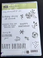 Stampin' Up! PERENNIAL BIRTHDAY (14) Stamps Set- New/Retired-Phrases, Flowers++