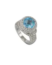 Suzy Levian Silver 6.75 ct. tw. Diamond & Topaz Ring NoColor