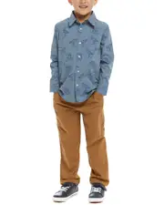Andy & Evan Plaid Button-Down & Twill Pant Set