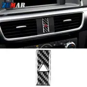 Carbon Fiber Warning Light Switch Button Cover Sticker For Mazda CX-5 2017-2018 (for: Mazda)