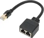 RJ45 Network Ethernet Splitter 1 to 2 Port, RJ45 1 Male to 2 Female LAN Ethernet Splitter, Suitable Super Cat5, Cat5e, Cat6, Cat7 LAN Ethernet Socket Connector Adapter