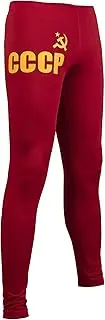 [JL Sport] USSR CCCP Flag Agenda Activist Legging Themed Tights Workout Pants Active Yoga Sports Comfort Elastic Ankle-Length