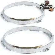 LUCAS STYLE CHROME 7" HEADLIGHT HEADLAMP RETAINING RIMS RINGS AUSTIN MORRIS MG