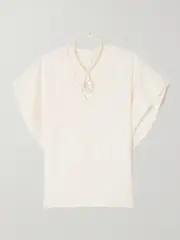 [Chloé] Chloé - Silk And Cotton-blend Top And Mother-of-pearl Necklace Set - White - FR 34 FR 34 White