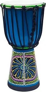 African Drum Goatskin Drumhead, 8 Inch Djembe Drum Drum Bag Strap Hand Bell, Darbuka Drum Hand-Carved(8-inch-C)