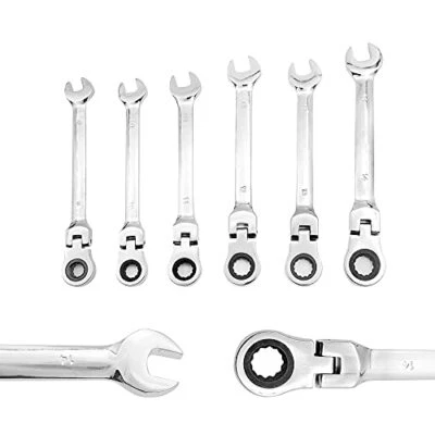 MAXSELL 6 PCS Flex-head Ratcheting Wrench Set 9-14mm Metric Professional Chro...