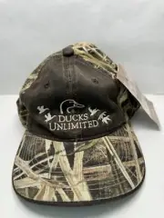 Ducks Unlimited Mossy Oak Adjustable Hook Loop Waxed Canvas Camo Cap Hat