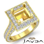 Princess Diamond Engagement Vintage Pave Ring 14k Yellow Gold Semi Mount 2.1Ctw