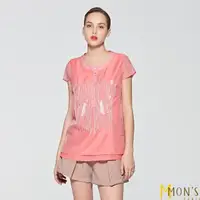 在飛比找momo購物網優惠-【MON’S】精緻刺繡歐根紗蠶絲上衣