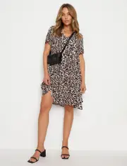 Rockmans Wrap Front Vis Cose Printed Smock Dress - Size 18 - Womens - NIGHT CAT