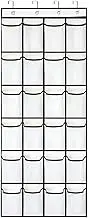 Large Hanging Shoe Organizer, 24 White Mesh Pockets Over the Door Shoe Organizers - 56x150cm