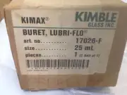 Kimax Kimble 25mL Straight Bore Dispensing Buret PTFE w/Stopcock 17026-F