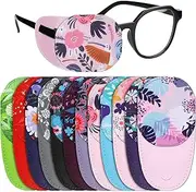 Yahenda 12 Pcs Eye Patches for Adults Eye Patch for Glasses Reusable Eyeglass Patch Cute Eye Cover for Eyeglasses Adults Left Right Eyes, 12 Mixed Styles (Cute Style)