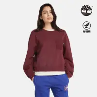 在飛比找momo購物網優惠-【Timberland】女款暗紅色寬版圓領上衣(A6HTWI