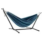 Double Hammock with Space Saving Steel Stand (450 lb Blue Lagoon Cotton