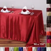 15 pcs 90x132" RECTANGLE Satin TABLECLOTHS Wedding Party Banquet Linens Supplies