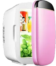 6L Mini Fridge Portable Refrigerator Small Food Heater & Beverage Cooler Electric Reefer For Cars, Homes, Offices, And Dorms AC+DC Power Compatibility(Pink)