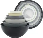 COOK with COLOR Mixing Bowls with TPR Lids - 12 Piece Plastic Nesting Set Includ