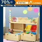3 Tiers Kids Bookshelf Storage Bookcase Toy Box Organizer Display for Chil -B-NT