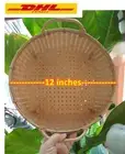 Basket Woven Wicker Rattan Bamboo Tray Fruit Vintage Handmade Decor Thail 12"