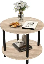 60cm Round Coffee Table with Storage - Modern Metal Accent for Small Spaces